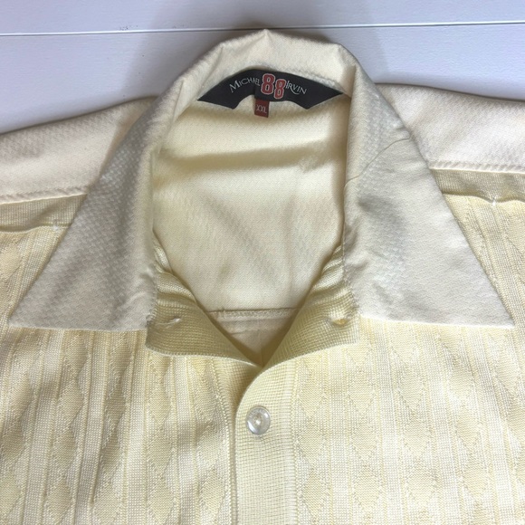 Michael Irvin 88 Men’s Size XXL 2XL SS Button Down Knit Shirt Cream Rayon Blend - Picture 2 of 10